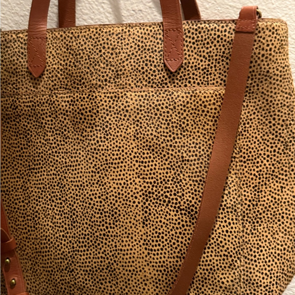 Madewell Spotted Tan and Brown Tote Bag